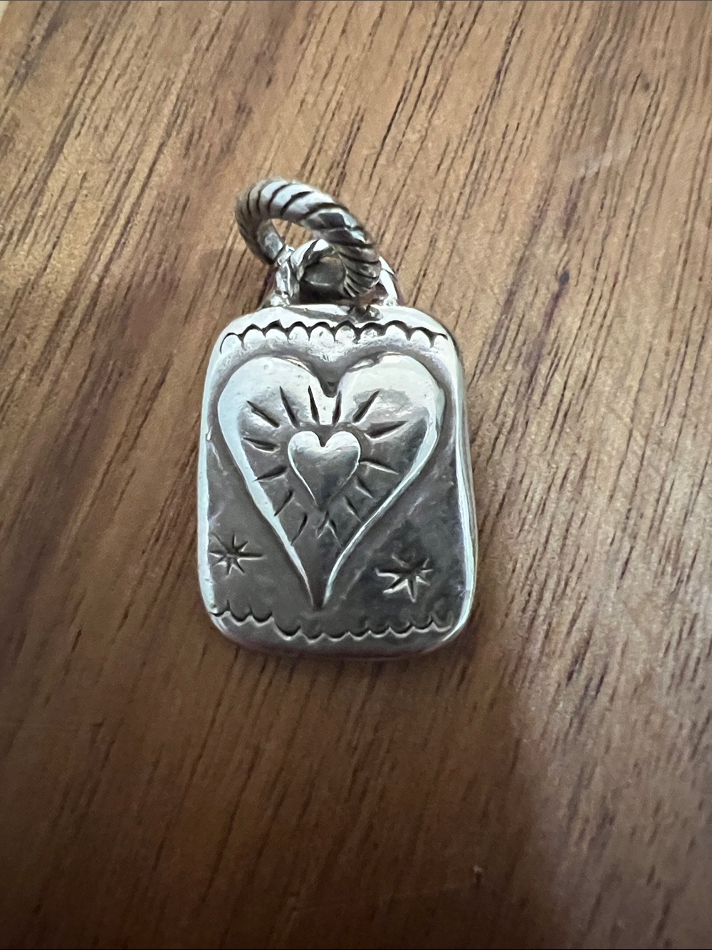 Silver Heart Engraved Pendant Charm - Silver